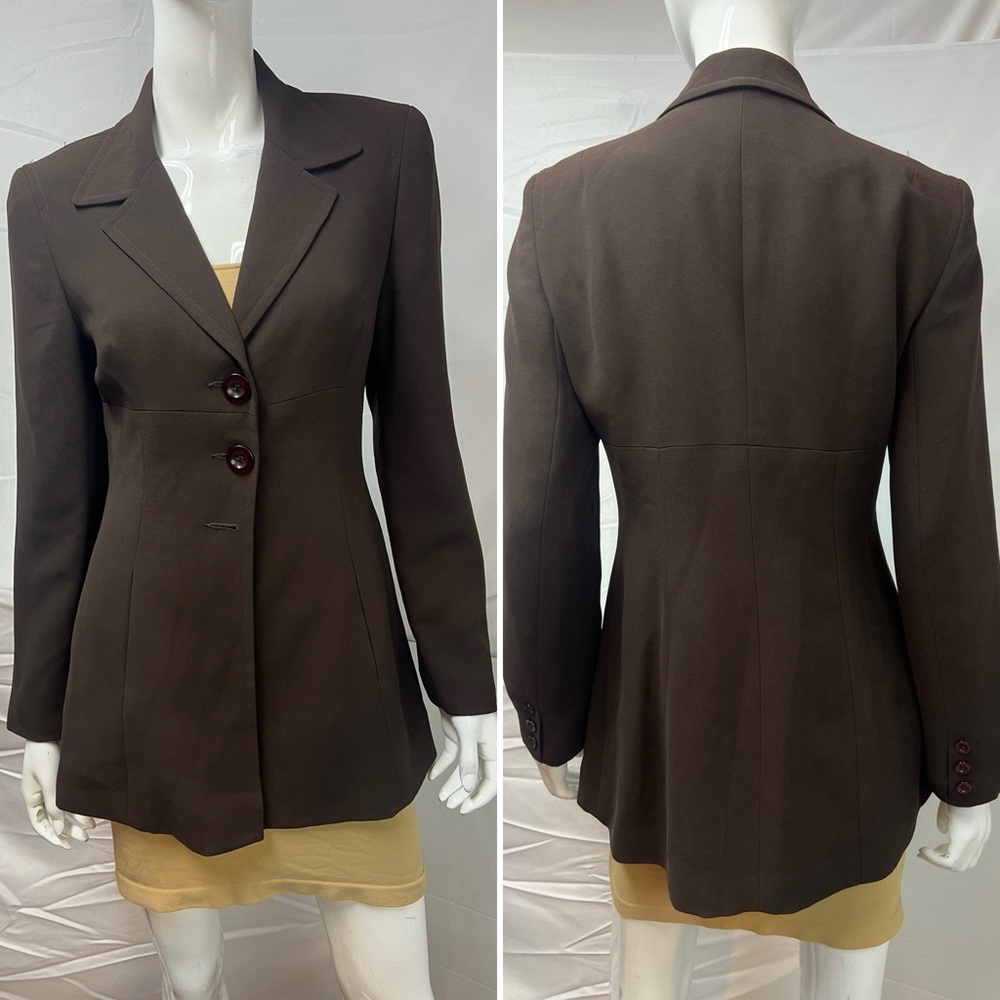 Bebe Vintage Y2K 90s Women's 6 Brown 3-Button Long Blazer Jacket